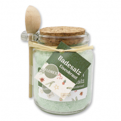 Bath salt 300g in a glass jar with wooden spoon "Besinnlichkeit", Verbena 