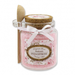 Badesalz 300g im Glas mit Holzlöffel "Vintage-Motiv 195", Pfingstrose 