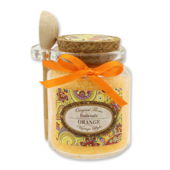 Badesalz 300g im Glas mit Holzlöffel "Vintage-Motiv 33", Orange 