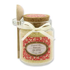 Badesalz 300g im Glas mit Holzlöffel "Vintage-Motiv 49", Quitte 