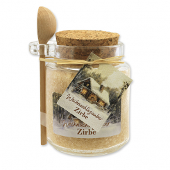 Bath salt 300g in a glass jar with a wooden spoon "Christmas magic motif 1", Swiss pine 