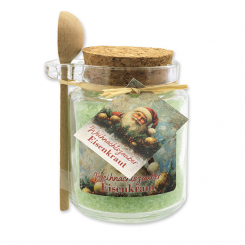 Bath salt 300g in a glass jar with a wooden spoon "Christmas magic motif 10", Verbena 