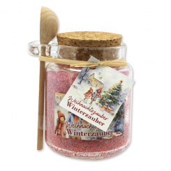Badesalz 300g im Glas mit Holzlöffel "Weihnachtszauber-Motiv 13", Winterzauber 