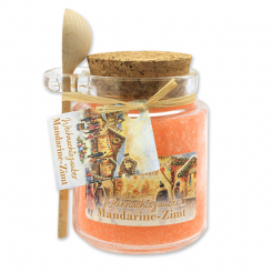 Bath salt 300g in a glass jar with a wooden spoon "Christmas magic motif 16", Tangerine-cinnamon 