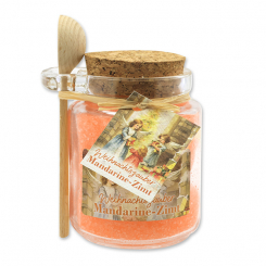 Bath salt 300g in a glass jar with a wooden spoon "Christmas magic motif 18", Tangerine-cinnamon 