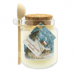 Bath salt 300g in a glass jar with a wooden spoon "Christmas magic motif 21", Classic 