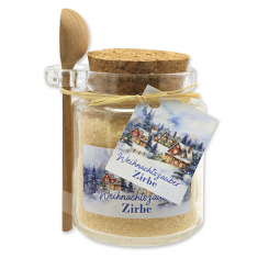 Bath salt 300g in a glass jar with a wooden spoon "Christmas magic motif 4", Swiss pine 