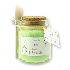 Bath salt 300g in a glass jar with a wooden spoon "Nimm dir Zeit...", Lemongrass 