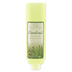 Dusch- und Schaumbad mit biologischer Schafmilch 420ml im Spender für Wandhalterung, Eisenkraut 