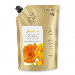 Shower- & foam bath with organic sheep milk 1L in a refill-bag, Marigold 