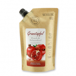 Shower- & foam bath with organic sheep milk 500ml in a refill-bag, Pomegranate 