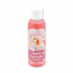 Flüssigseife mit biologischer Schafmilch 75ml in der Flasche "Einhorn Badezauber", Blütenzauber 