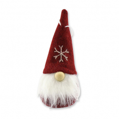 Wichtel "Stoff-Santa" 10cm, bordeaux 