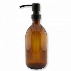 Glasflasche 500ml braun mit Metallpumpe Schwarz matt 