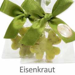 Schafmilchseife Kleeblatt mini 14g, in Cello, Eisenkraut 