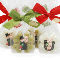 Sheep milk cloverleaf soap 25g decorated with a lucky charm in a cellophane, Classic/verbena 