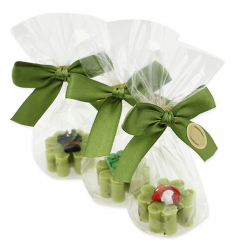 Sheep milk soap cloverleaf 14g decorated with lucky charms in a cellophane bag, Verbena 