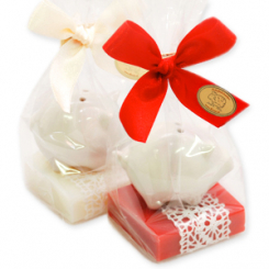 Sheep milk soap 35g decorated with a pig in a cellophane, Classic/pomegranate 