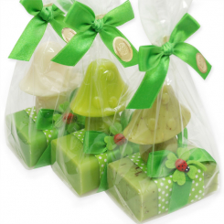 Schafmilchseife eckig 100g dekoriert mit Seife Fliegenpilz 50g in Cello, sortiert 