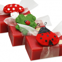 Sheep milk soap 100g decorated with lucky charms, Pomegranate 