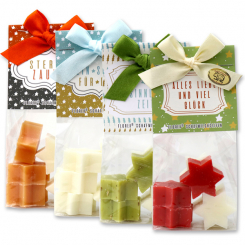 Schafmilchseife Stern mini 7x12g in Cello "Herzenswünsche", sortiert 