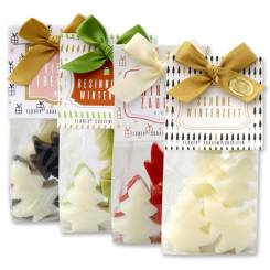 Sheep milk soap tree 5x16g in a cellophane bag "Herzenswünsche", sorted 