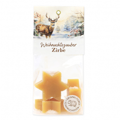 Sheep milk soap star 4x20g in a cellophane bag "Christmas magic motif 2", Swiss pine 
