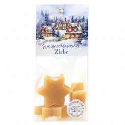 Sheep milk soap star 4x20g in a cellophane bag "Christmas magic motif 4", Swiss pine 