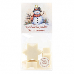 Sheep milk soap star 4x20g in a cellophane bag "Christmas magic motif 5", Christmas rose white 