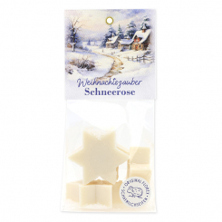 Sheep milk soap star 4x20g in a cellophane bag "Christmas magic motif 6", Christmas rose white 