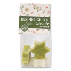 Sheep milk soap star 4x20g in a cellophane bag "Besinnlichkeit", Classic/Verbena 