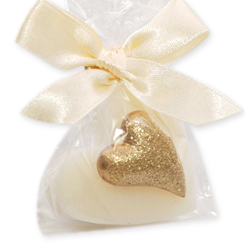 Schafmilchseife Herz 23g dekoriert mit Glitzerherz, Classic 