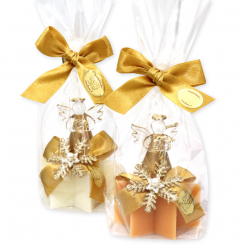 Sheep milk soap star 40g decorated with an angel in a cellophane, Classic/quince 