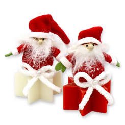 Schafmilchseife Stern 40g dekoriert mit Wollwichtel, Classic/Granatapfel 