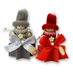 Schafmilchseife Stern 40g dekoriert mit Wollwichtel, Granatapfel/Christrose 