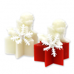 Schafmilchseife Stern 40g dekoriert mit Engel 20g, Classic/Granatapfel 