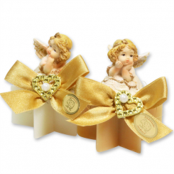 Sheep milk soap star 40g decorated with an angel, Classic/quince 