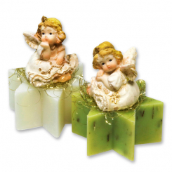 Sheep milk soap star 40g decorated with an angel, Classic/verbena 