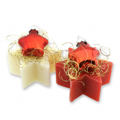 Sheep milk soap star 40g decorated with a glass star, Classic/pomegranate 