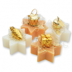 Schafmilchseife Stern 80g dekoriert mit Weihnachtsdeko, Classic/Zirbe 