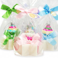 Sheep milk soap star 80g decorated with a cake in a cellophane, Classic 