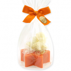 Sheep milk soap star 80g decorated with an angel 20g in a cellophane, Blood orange 