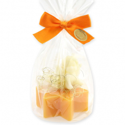 Sheep milk soap star 80g decorated with an angel 20g in a cellophane, Orange 