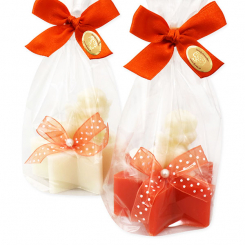 Sheep milk soap star 80g decorated with an angel 20g in a cellophane, Classic/blood orange 