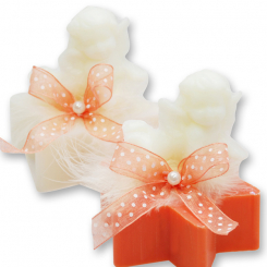 Sheep milk soap star 80g decorated with an angel 20g, Classic/blood orange 
