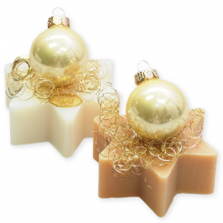 Schafmilchseife Stern 80g dekoriert mit Glaskugel, Classic/Zirbe 