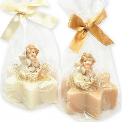 Sheep milk star soap 80g decorated with an angel in a cellophane, Classic/swiss pine 