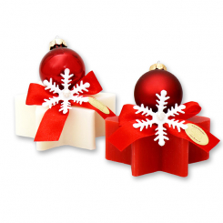 Sheep milk soap star 80g decorated with a christmas ball, Classic/pomegranate 