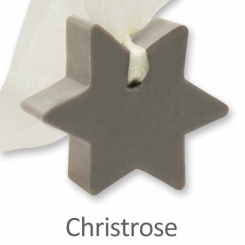 Sheep milk soap star 80g, hanging, Christmas rose silver 