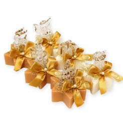 Sheep milk soap star 80g decorated with glass figures, Classic/swiss pine 